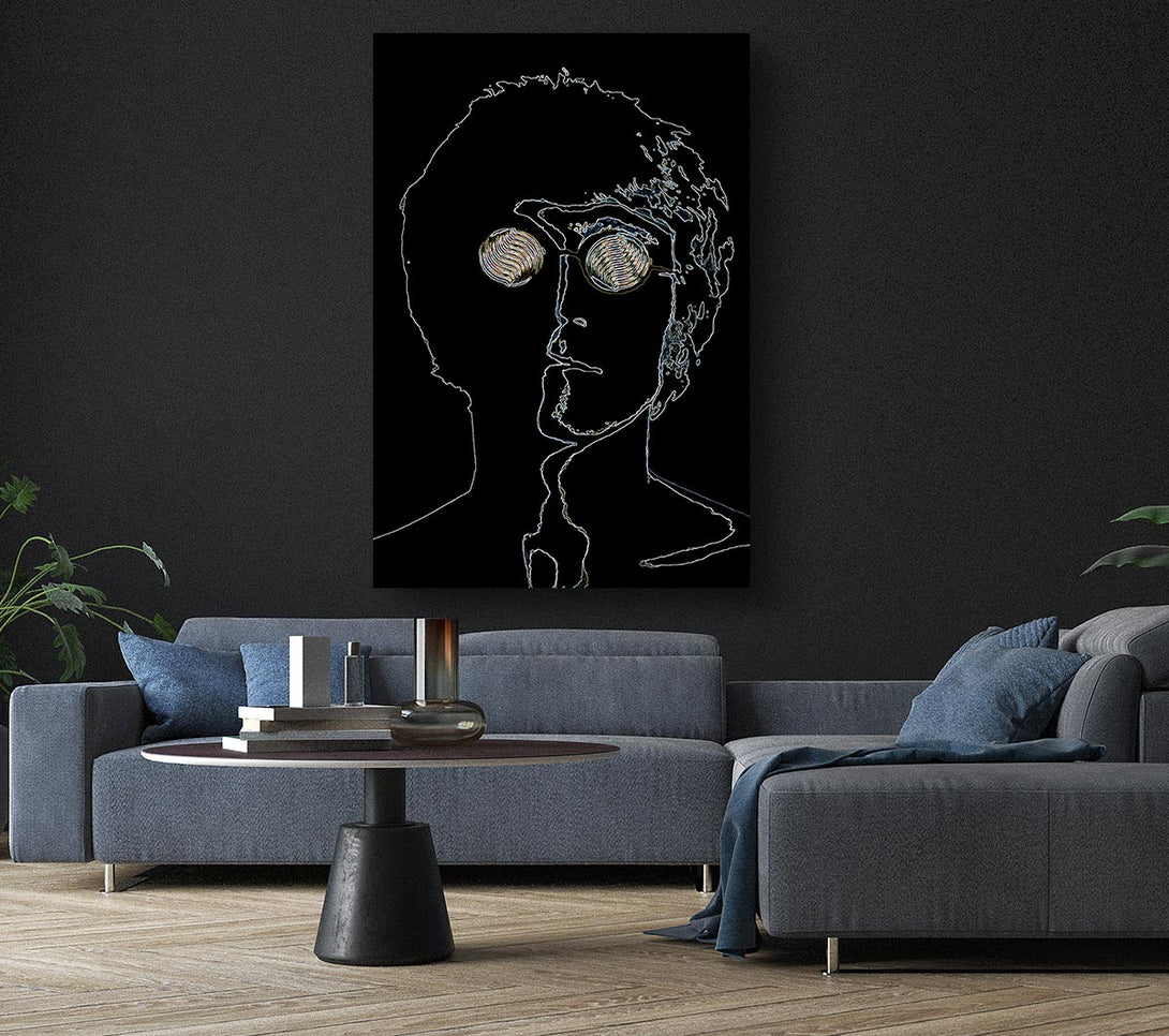 Picture of John Lennon Black Canvas Print Wall Art