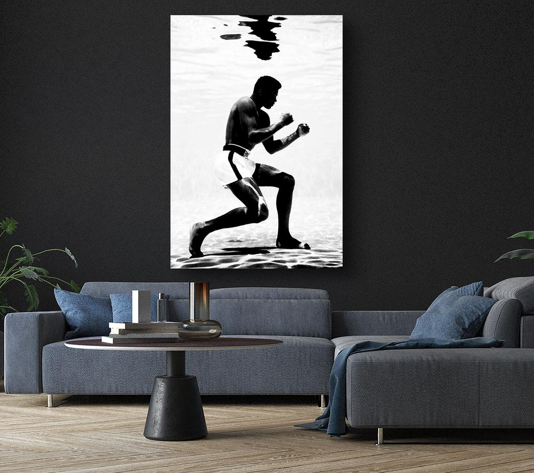 Picture of Muhammad Ali Boxing Under Water Canvas Print Wall Art