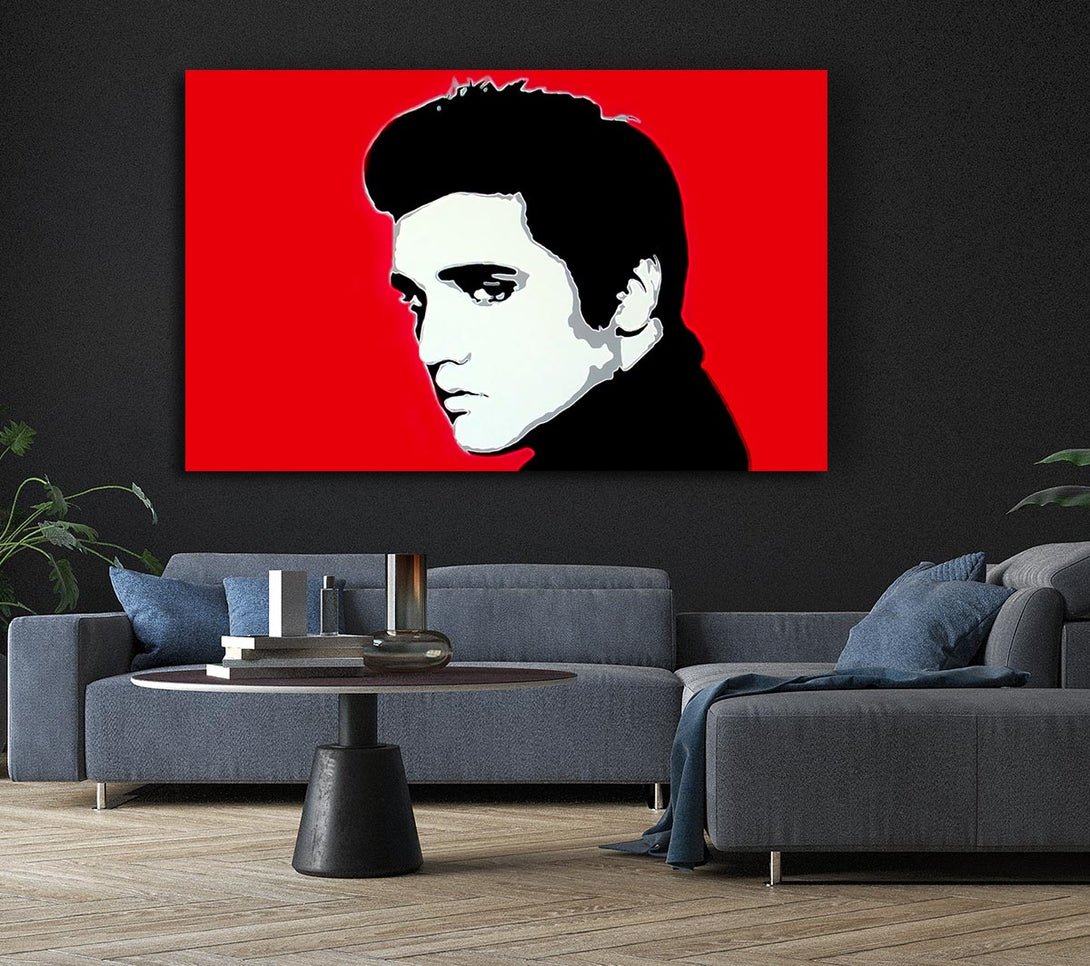 Picture of Elvis Portrait Red Canvas Print Wall Art