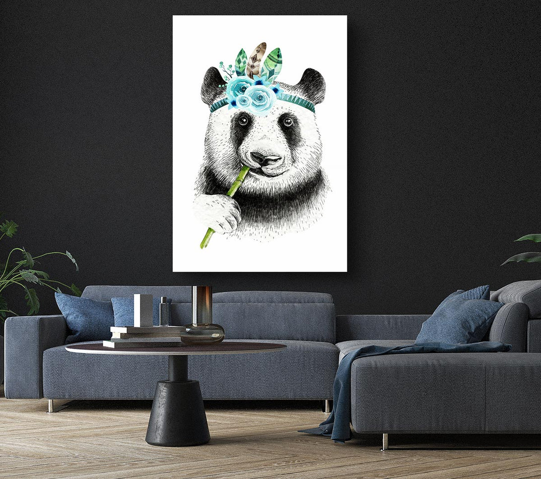 Picture of Panda Bamboo Canvas Print Wall Art