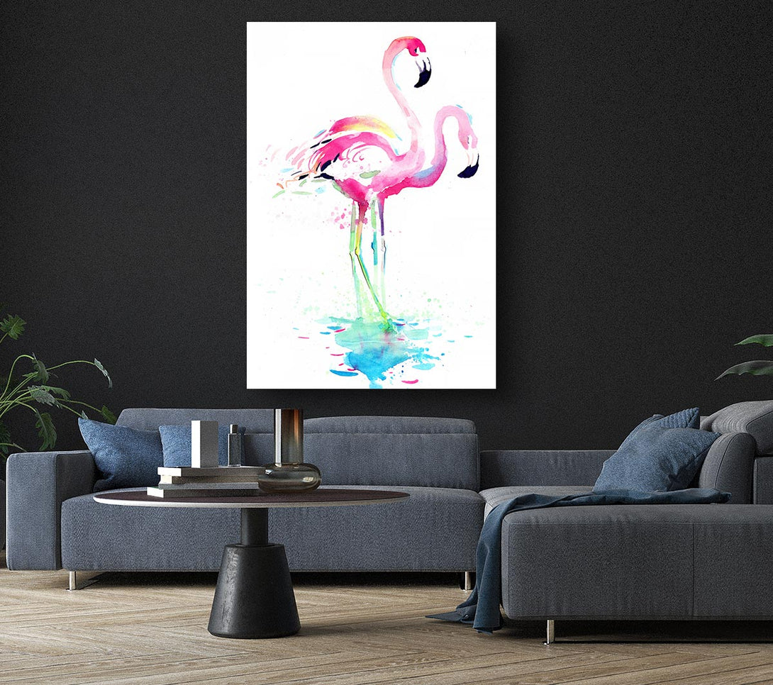 Picture of Flamingo Watercolour Canvas Print Wall Art