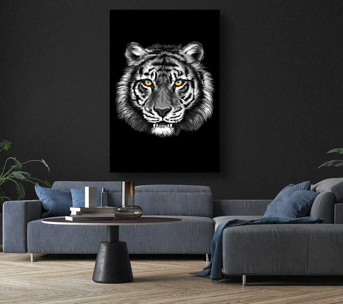 Picture of Orange Eyed Tiger Face Canvas Print Wall Art