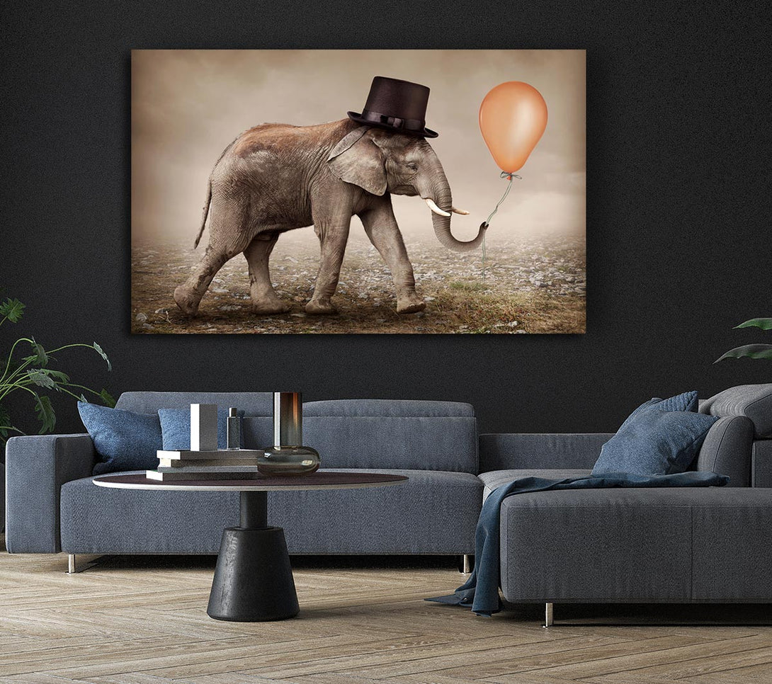 Picture of Top Hat Elephant Canvas Print Wall Art