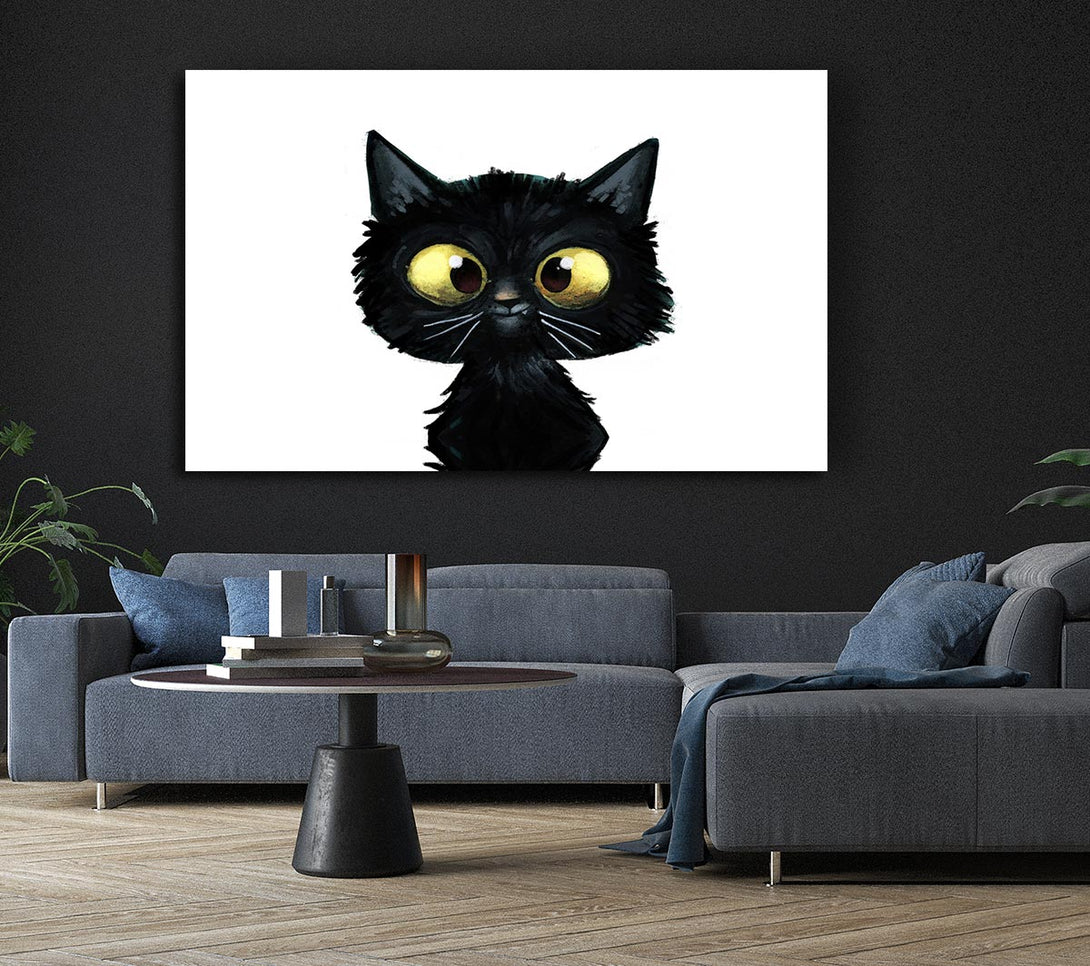 Picture of Funny Black Cat Canvas Print Wall Art