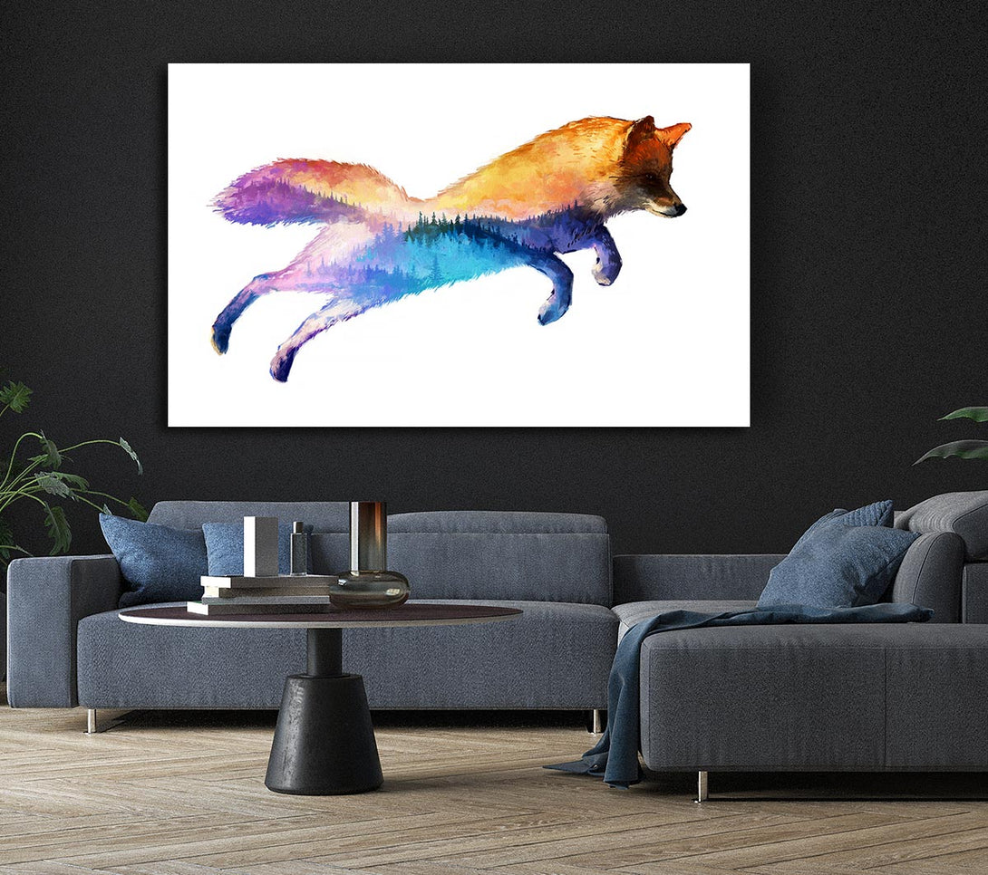 Picture of Fox Pounce Canvas Print Wall Art