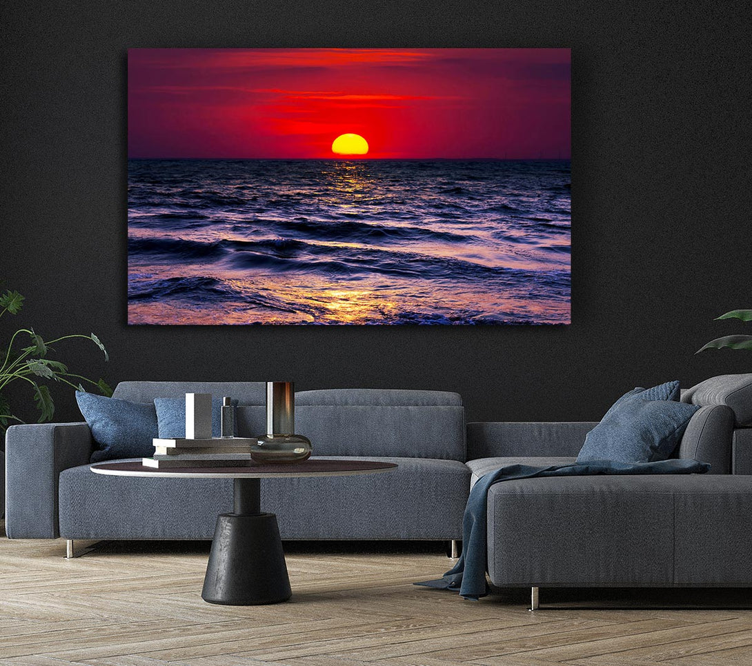 Picture of Golden Sunset Ocean Canvas Print Wall Art