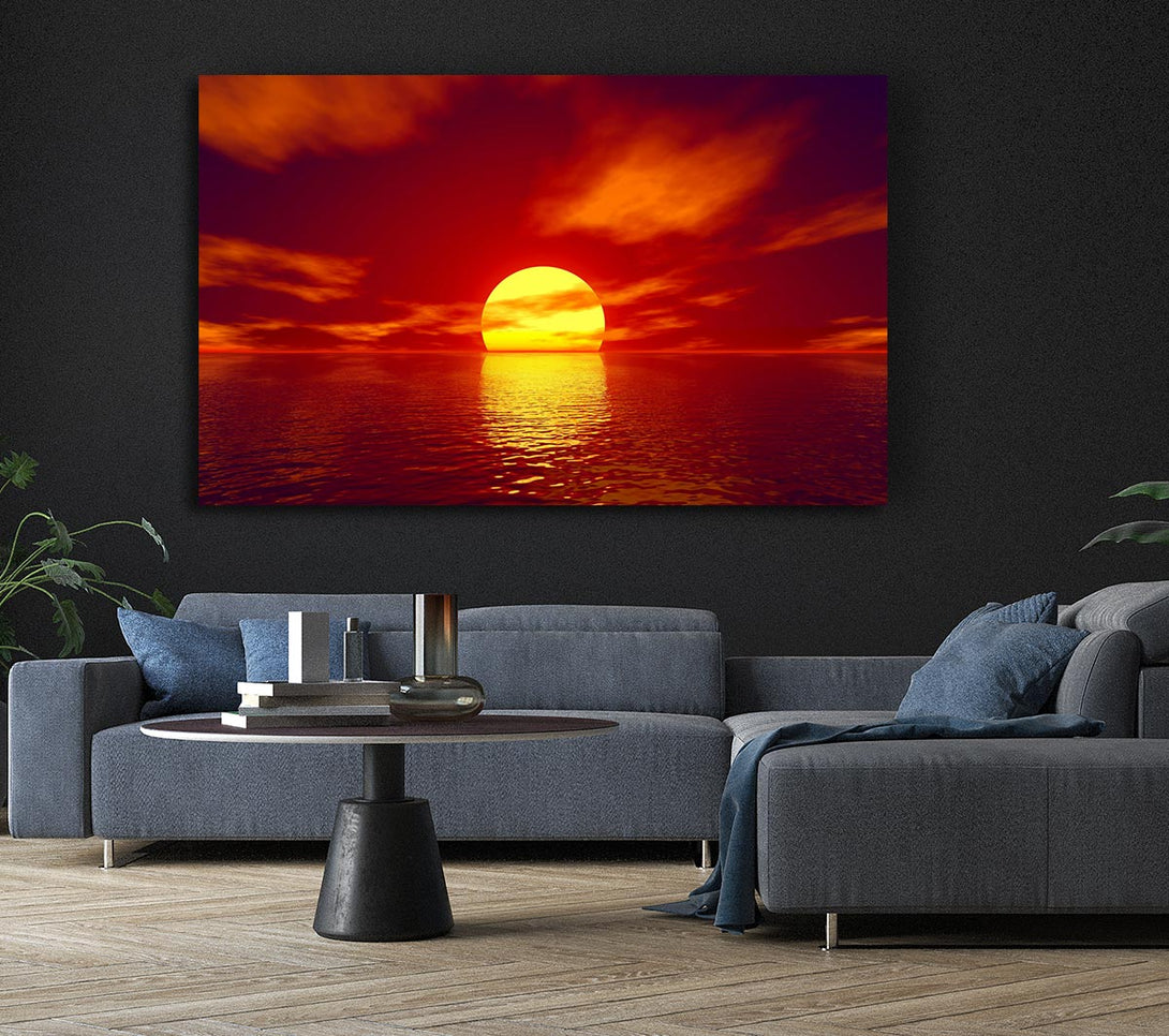 Picture of Golden Sun In The Red Sky Canvas Print Wall Art