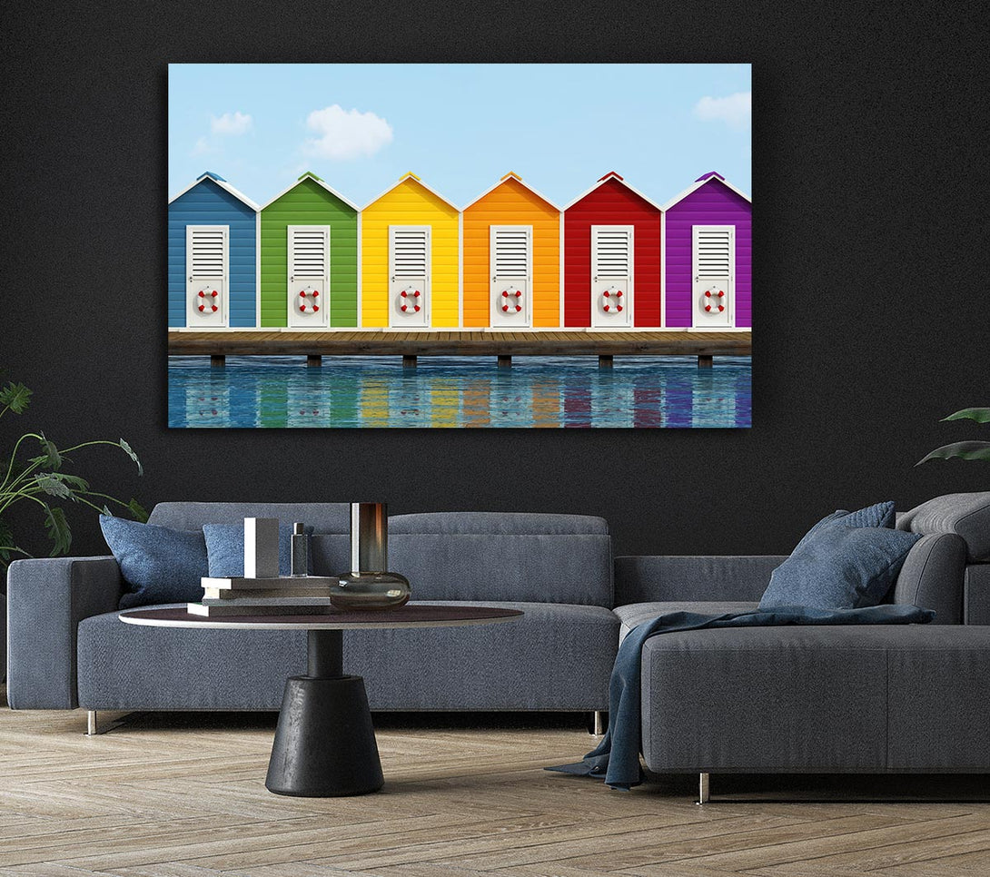 Picture of Beach Hut Ocean Canvas Print Wall Art