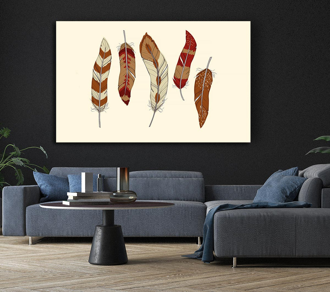 Picture of Red Indian Feathers Canvas Print Wall Art