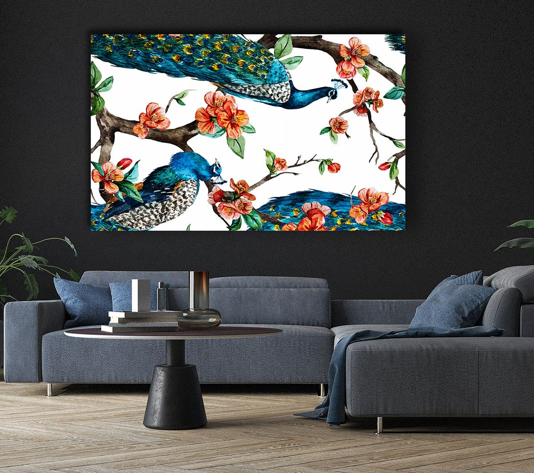 Picture of Peacock Branches Canvas Print Wall Art