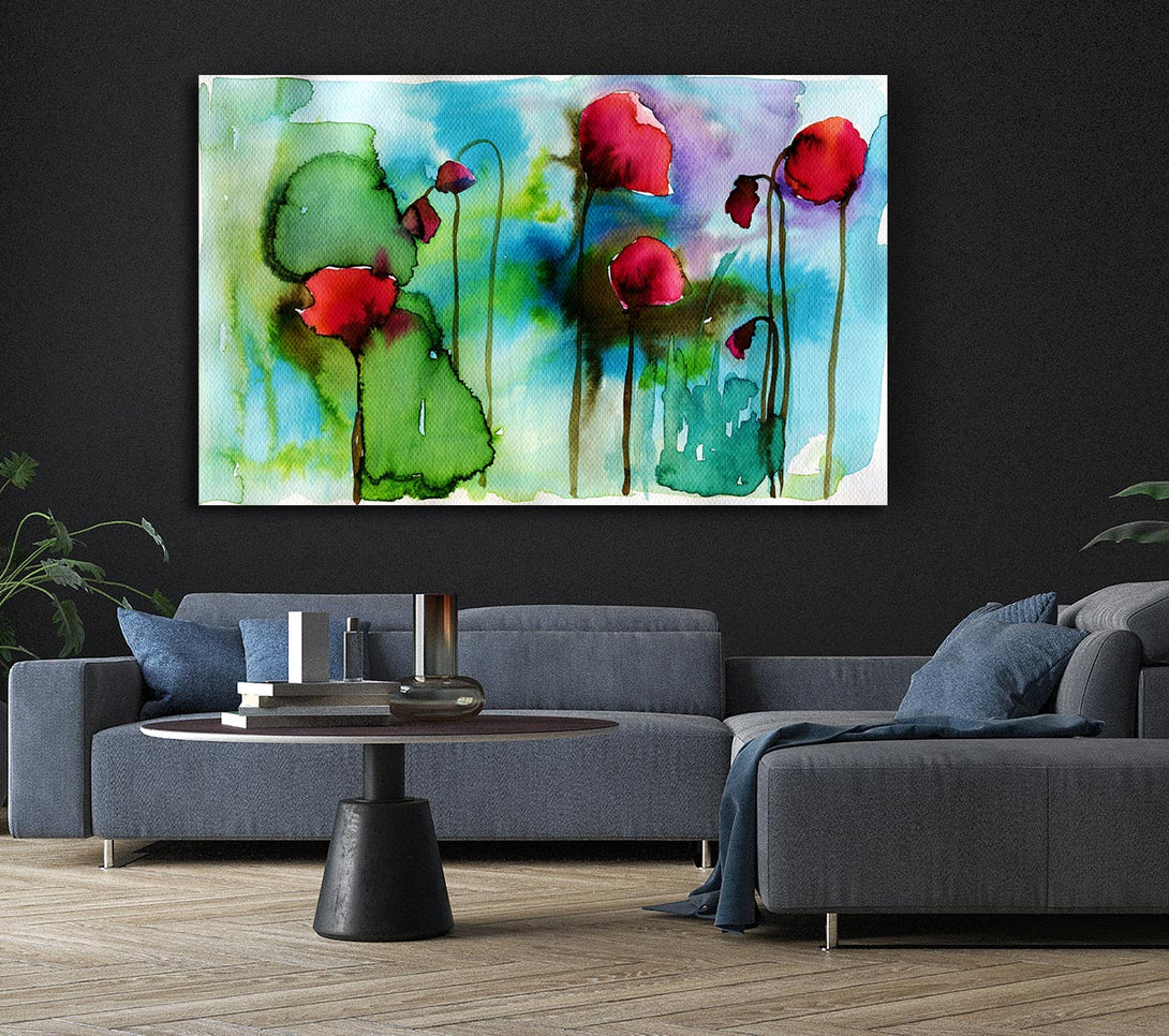 Picture of Watercolour Poppies Canvas Print Wall Art