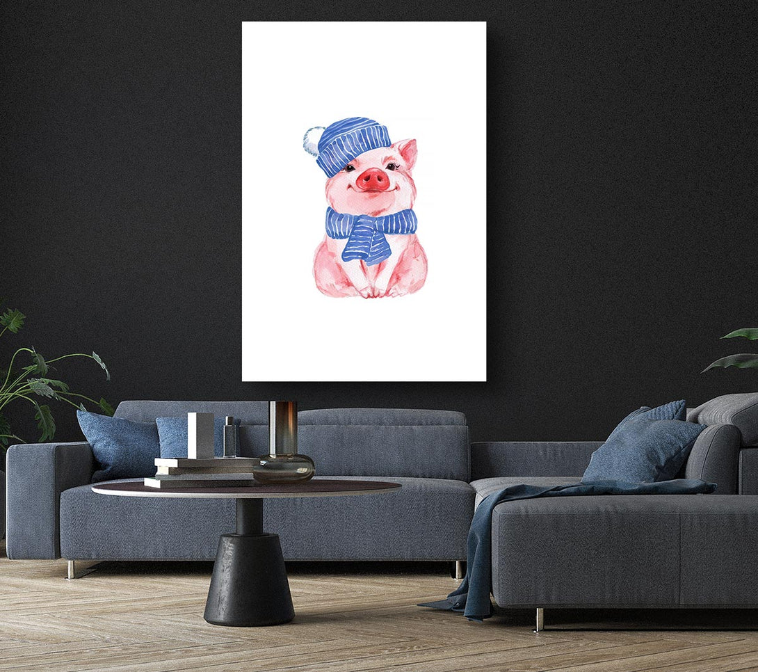 Picture of Winter Piggy Love Canvas Print Wall Art