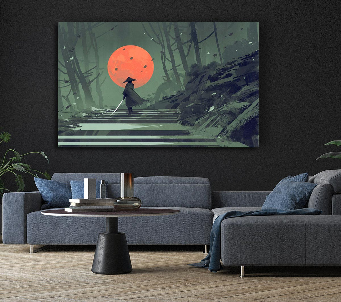 Picture of Samurai Warrior Sun Canvas Print Wall Art