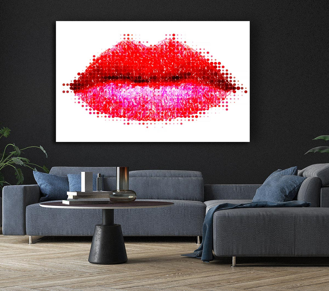 Picture of Dot To Dot Lips Canvas Print Wall Art