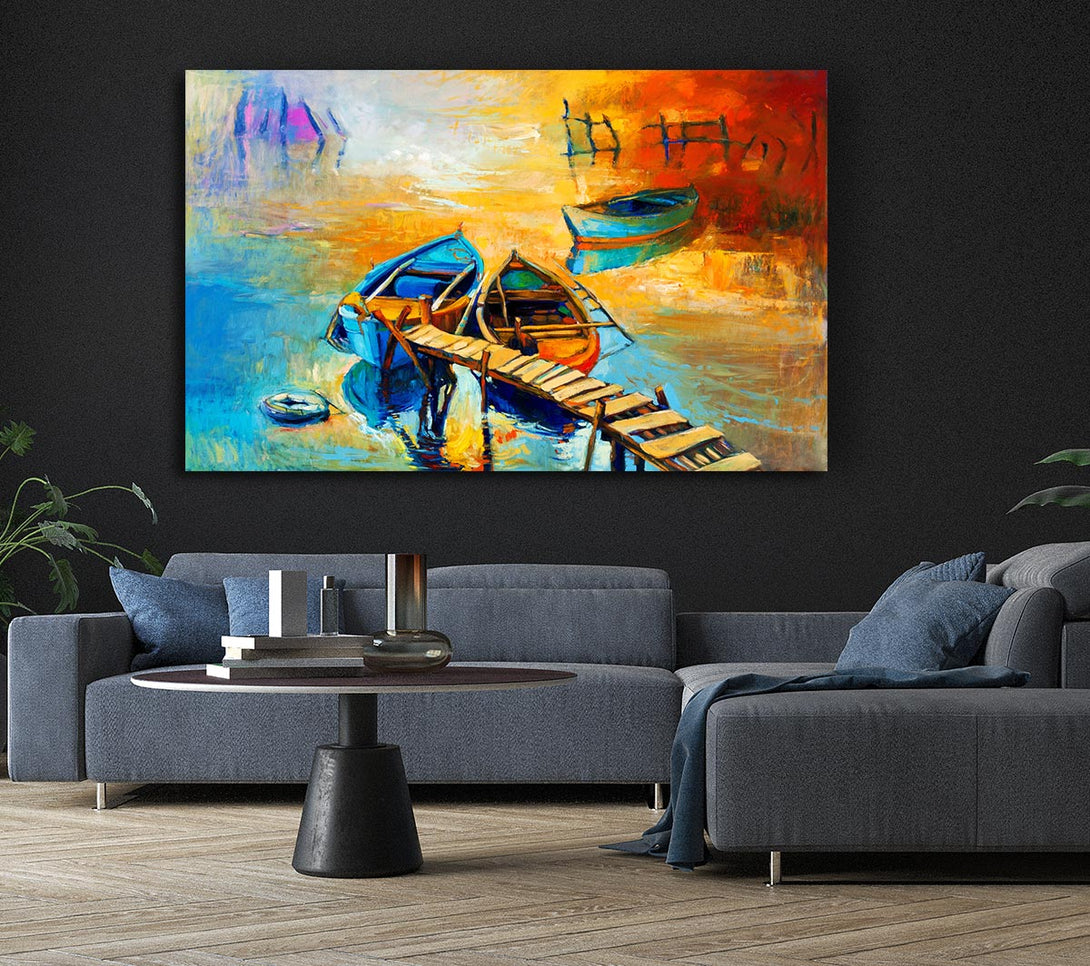 Picture of Golden Sail Boat Waters Canvas Print Wall Art