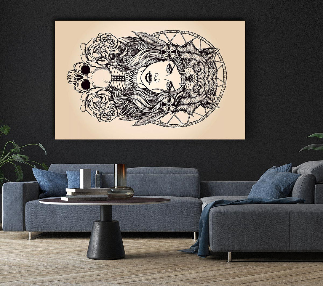 Picture of Indian Bear Woman Canvas Print Wall Art