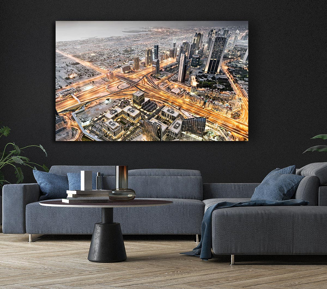 Picture of Golden City Roads Canvas Print Wall Art