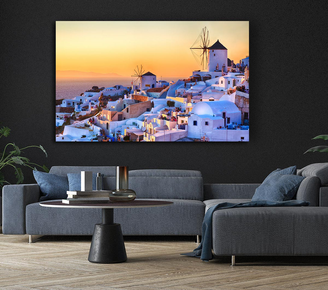 Picture of Sunset In Santorini Canvas Print Wall Art