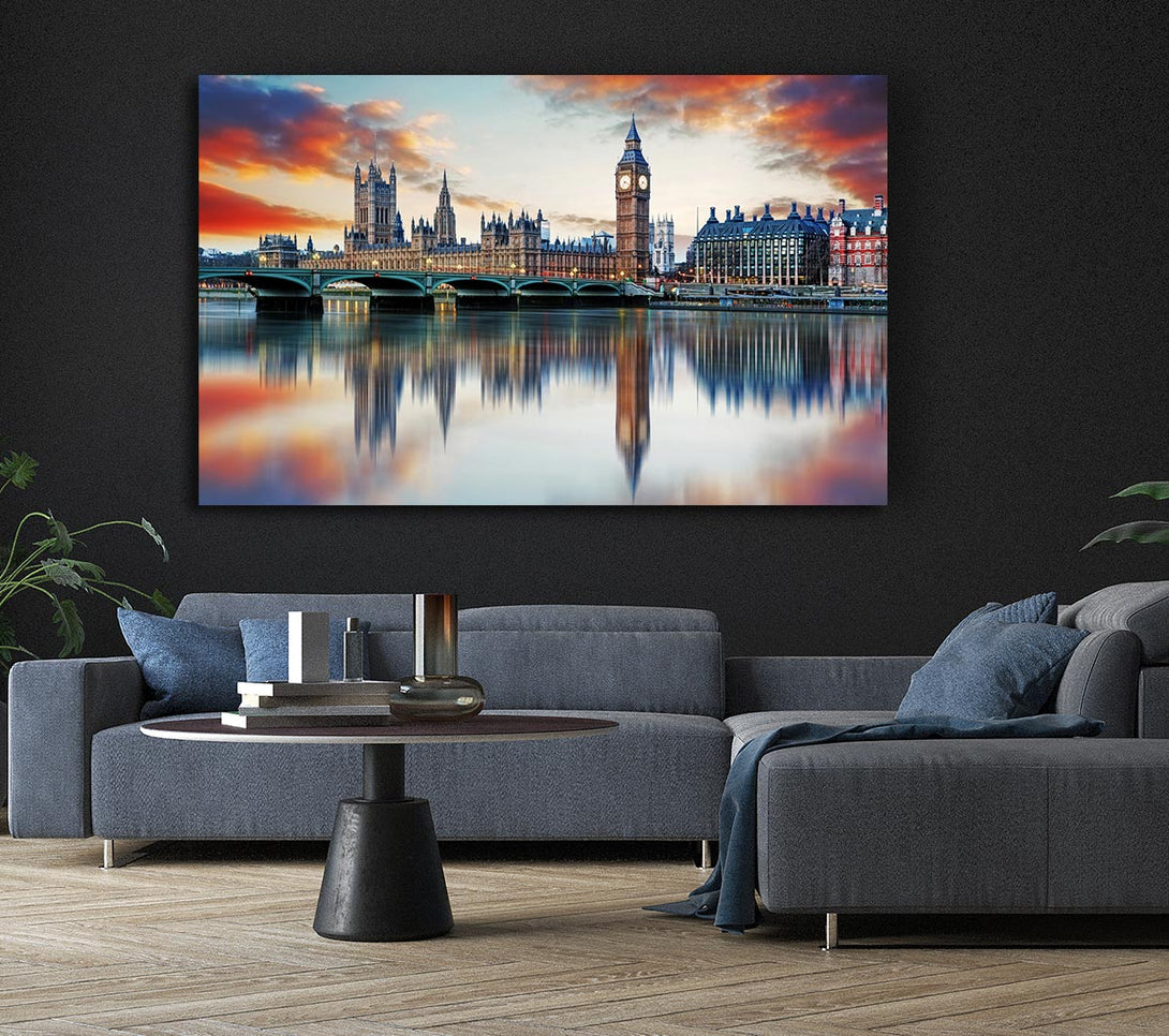 Picture of Stunning Reflections Of The Houses Of Parliament Canvas Print Wall Art