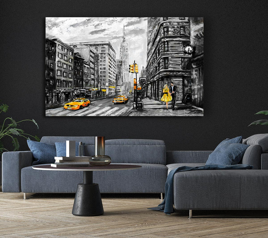 Picture of Romantic Walk In The Big Yellow City Canvas Print Wall Art