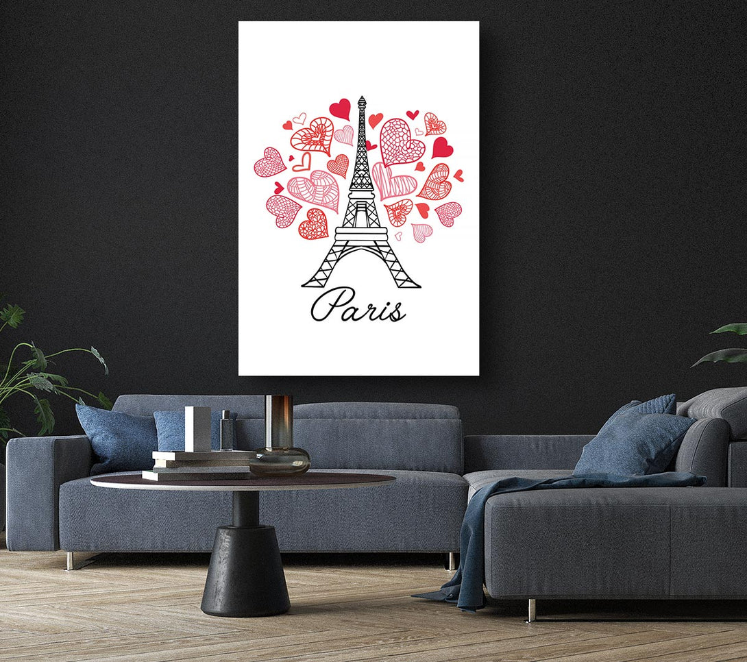 Picture of Eiffel Tower Love 2 Canvas Print Wall Art