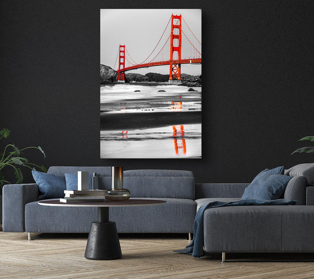 Picture of Golden Gate Bridge Red Reflections Canvas Print Wall Art