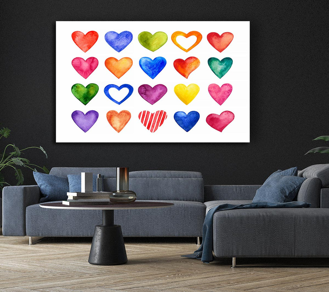 Picture of Colourful hearts Canvas Print Wall Art