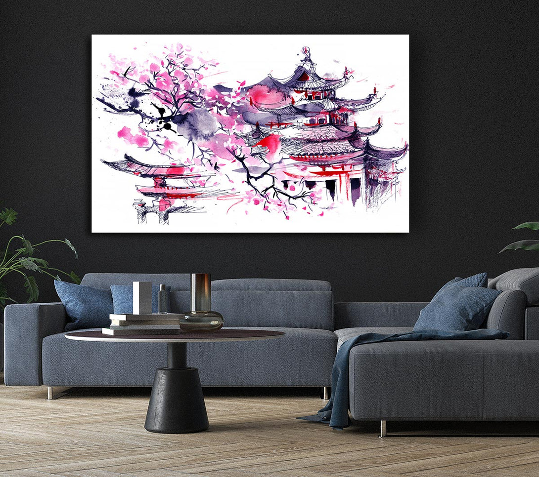 Picture of Chinese Village Red And Canvas Print Wall Art