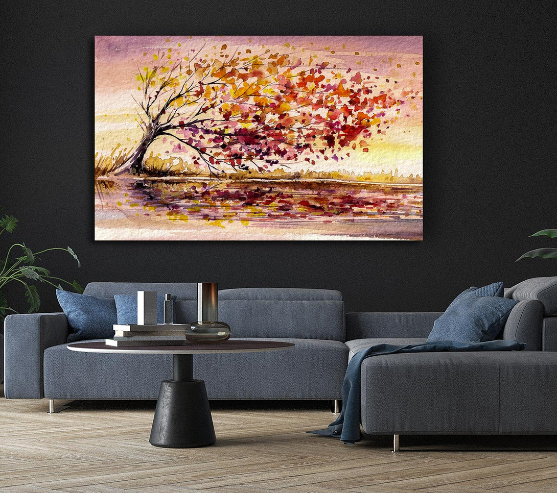 Picture of Winter Leaves Fall From The Tree Canvas Print Wall Art