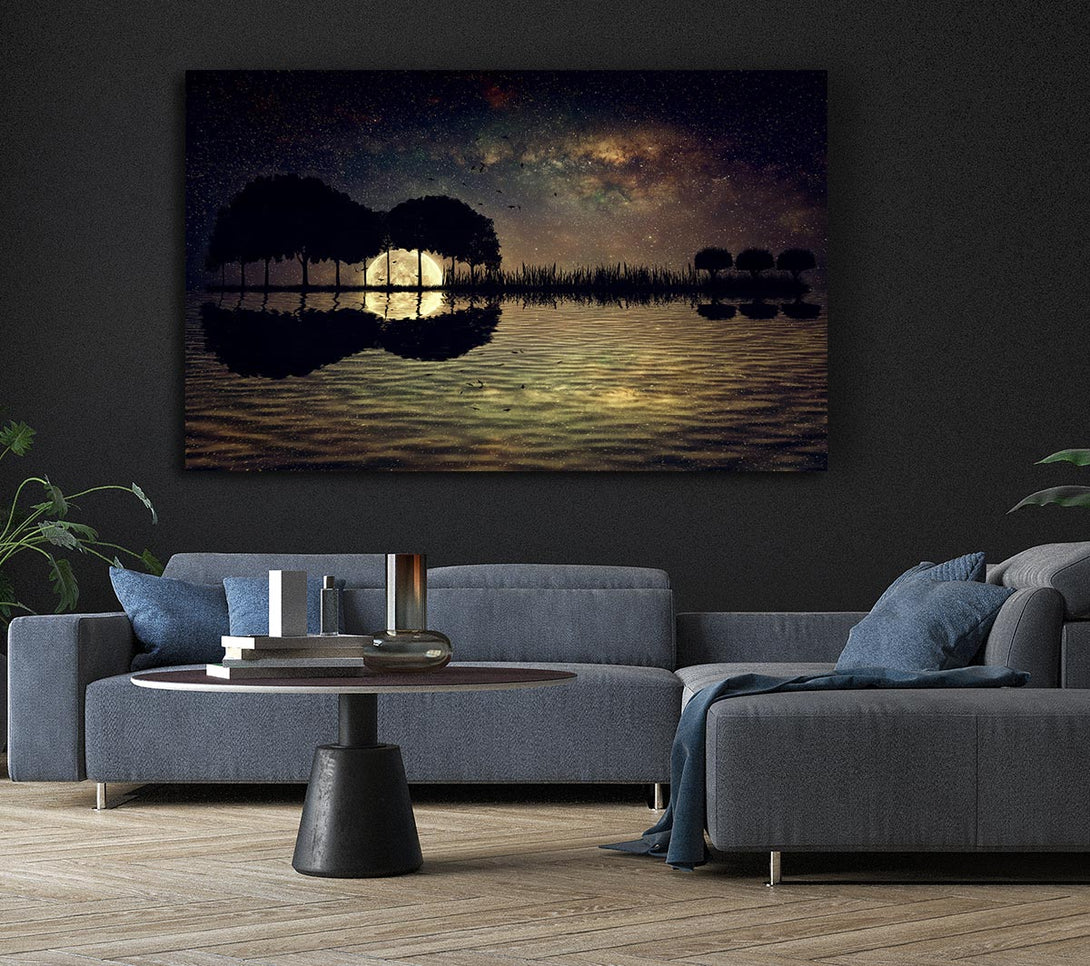 Picture of Guitar Tree Moonlight Canvas Print Wall Art