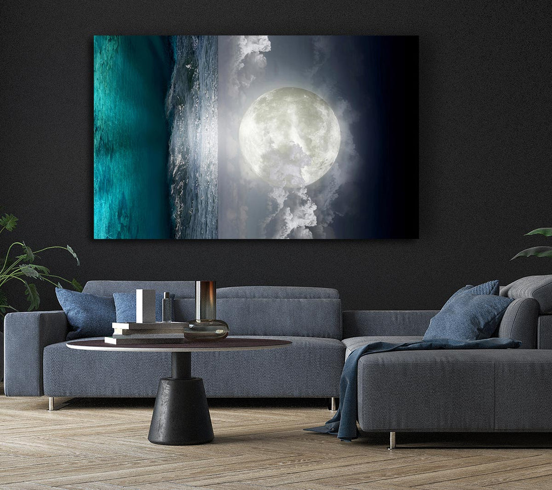 Picture of Perfect Moon Ocean Canvas Print Wall Art