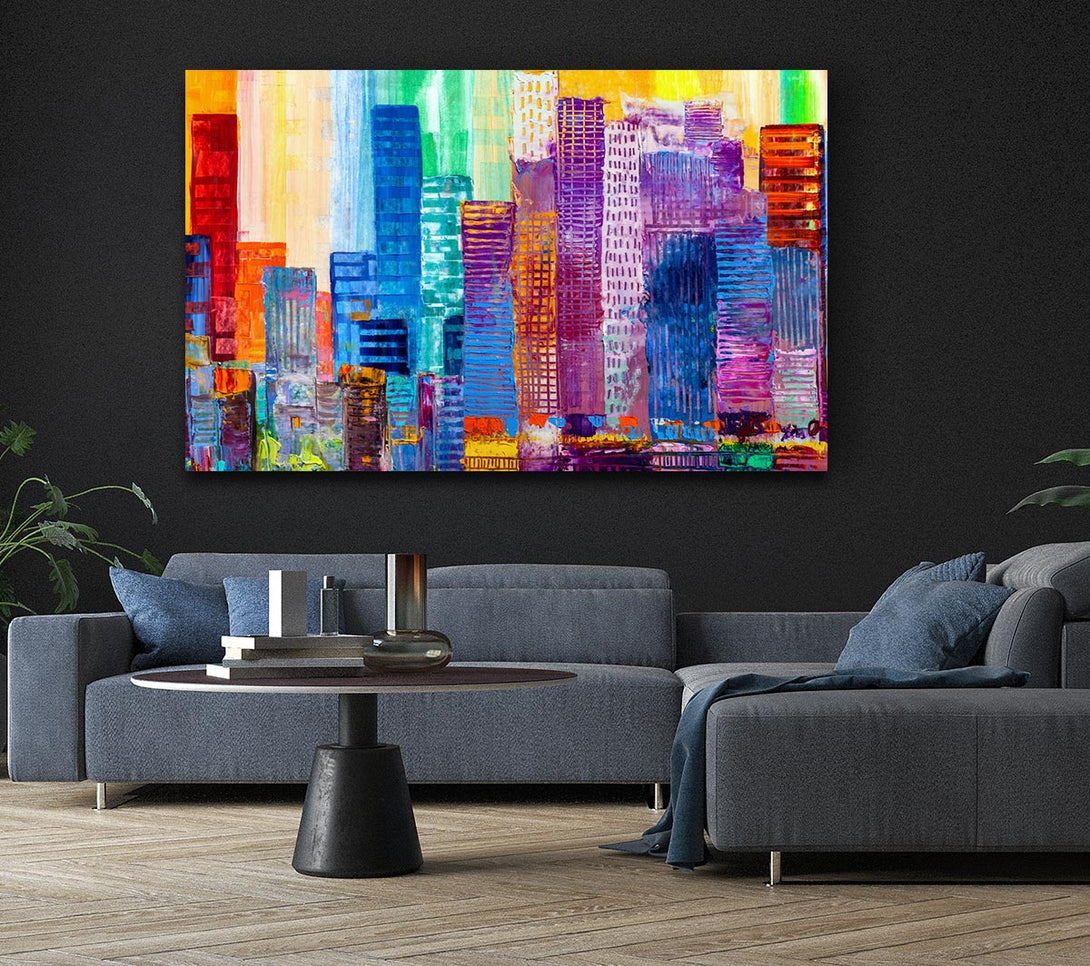 Picture of City of colour acrylic paint Canvas Print Wall Art