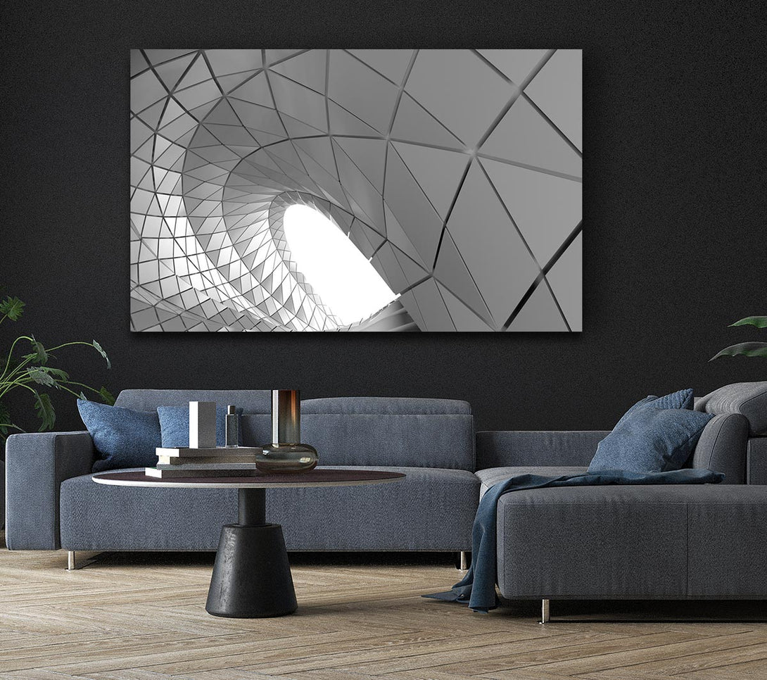 Picture of Swirl of geometric shapes on building Canvas Print Wall Art