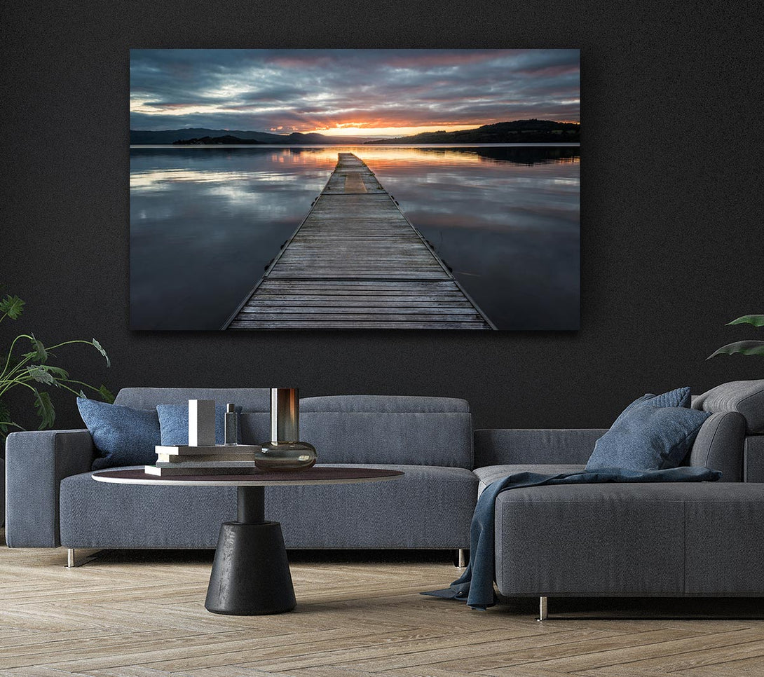 Picture of Bridge on the water sun Canvas Print Wall Art