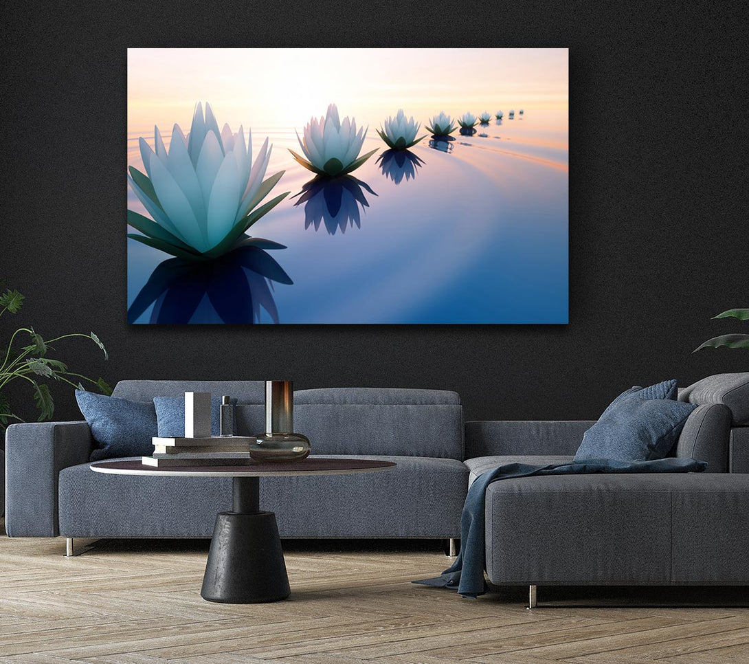 Picture of Waterlillies lined up Canvas Print Wall Art