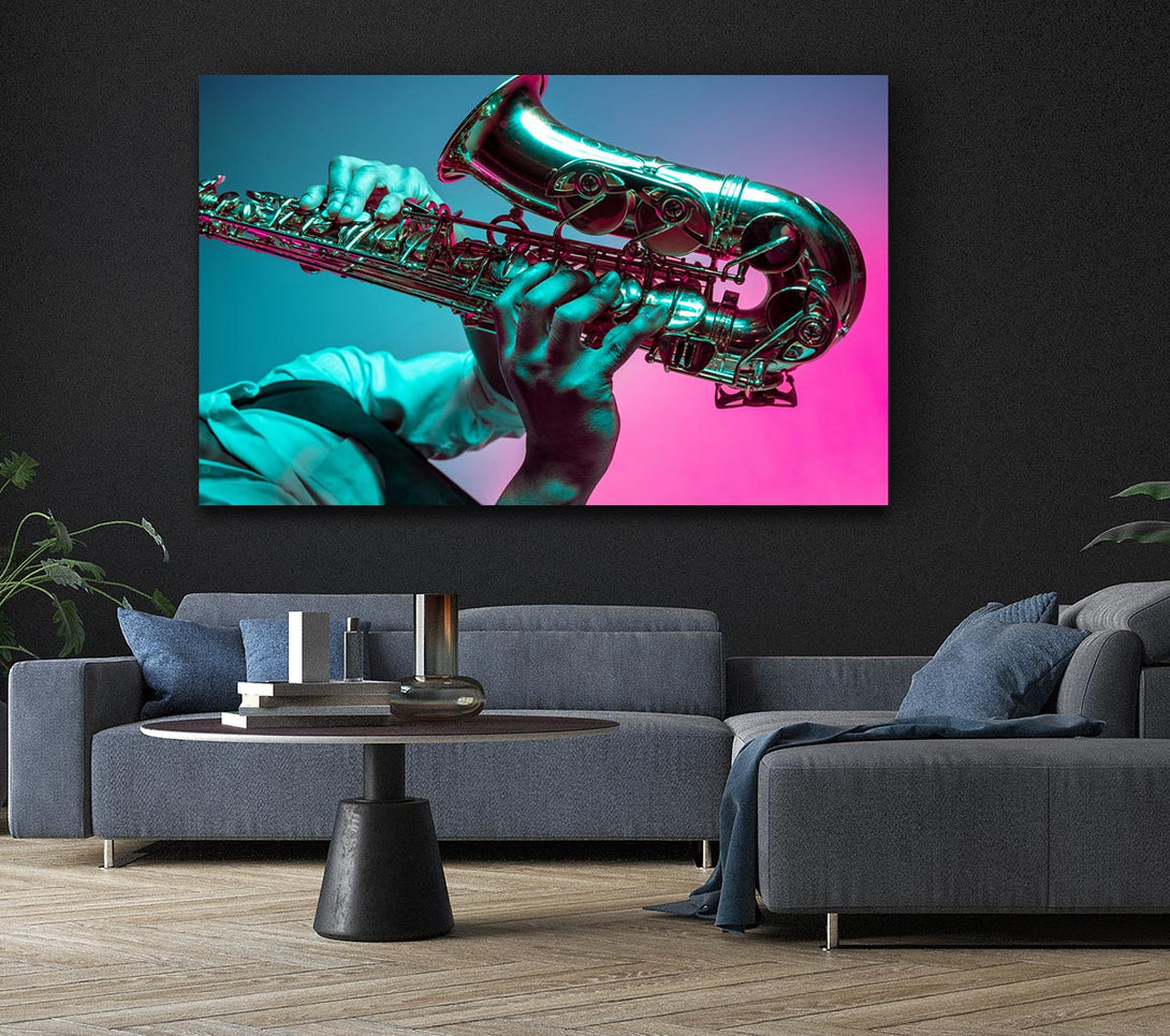 Picture of Saxaphone player fade Canvas Print Wall Art