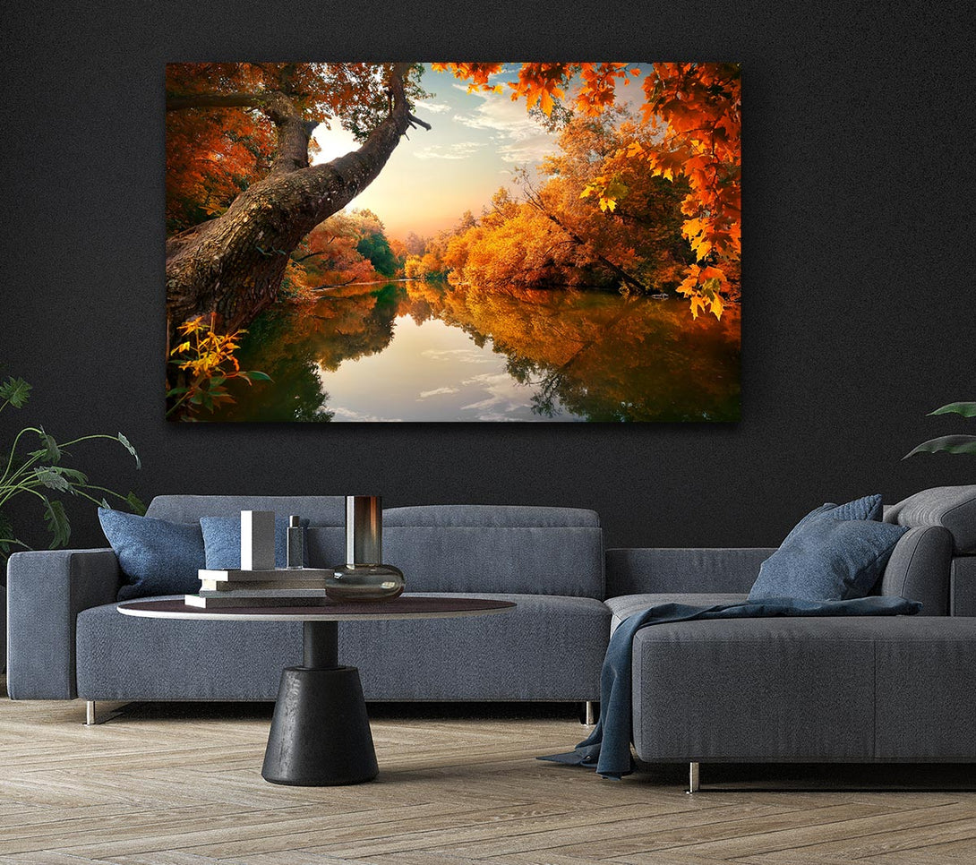 Picture of Perfect Autumn lake Canvas Print Wall Art