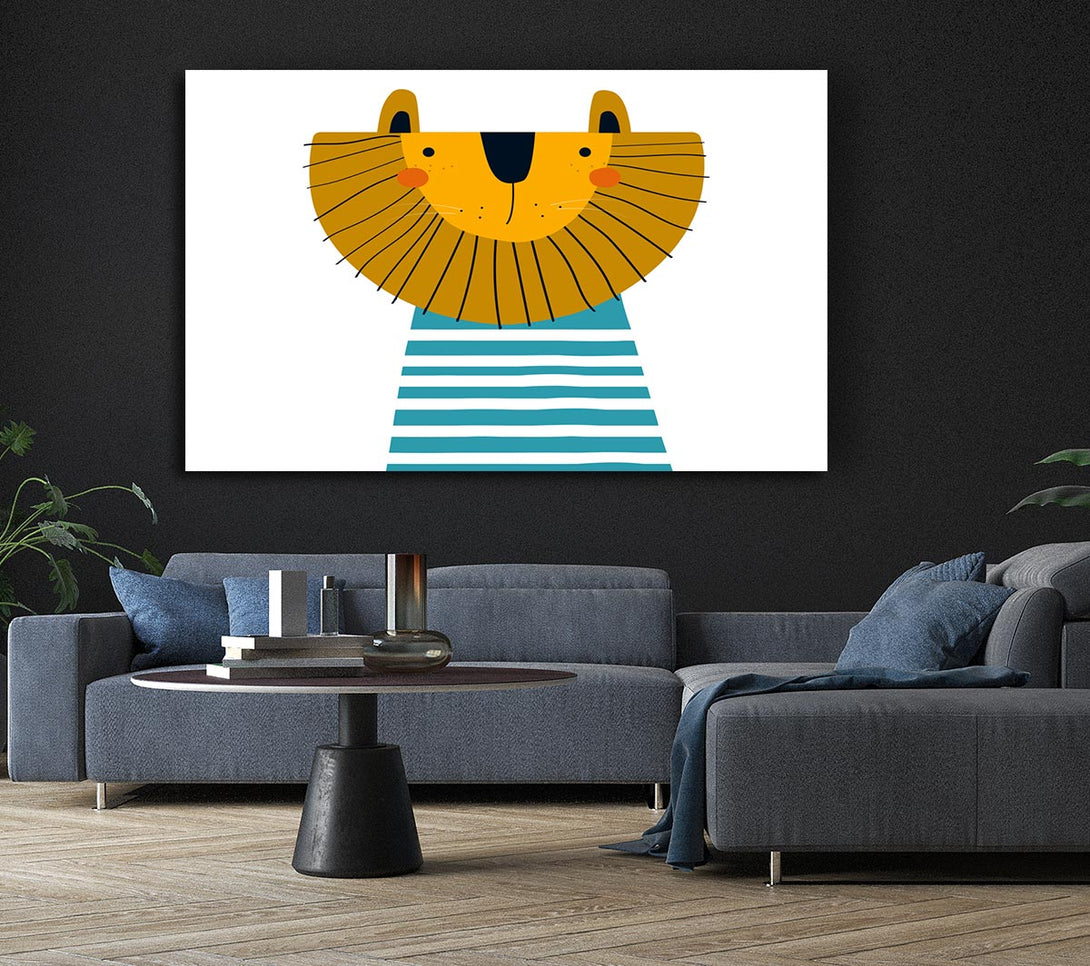 Picture of Lion In Striped Clothes Canvas Print Wall Art