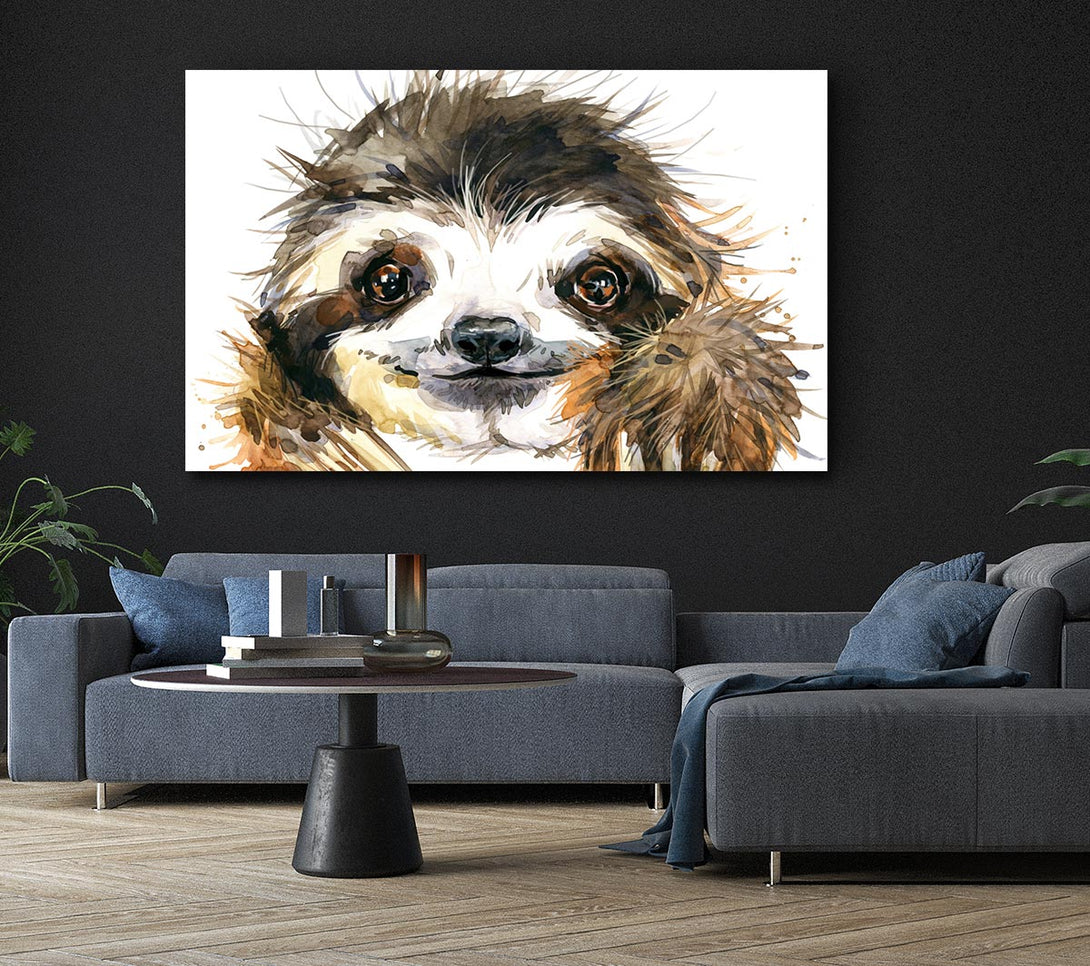 Picture of Water Colour Sloth Canvas Print Wall Art