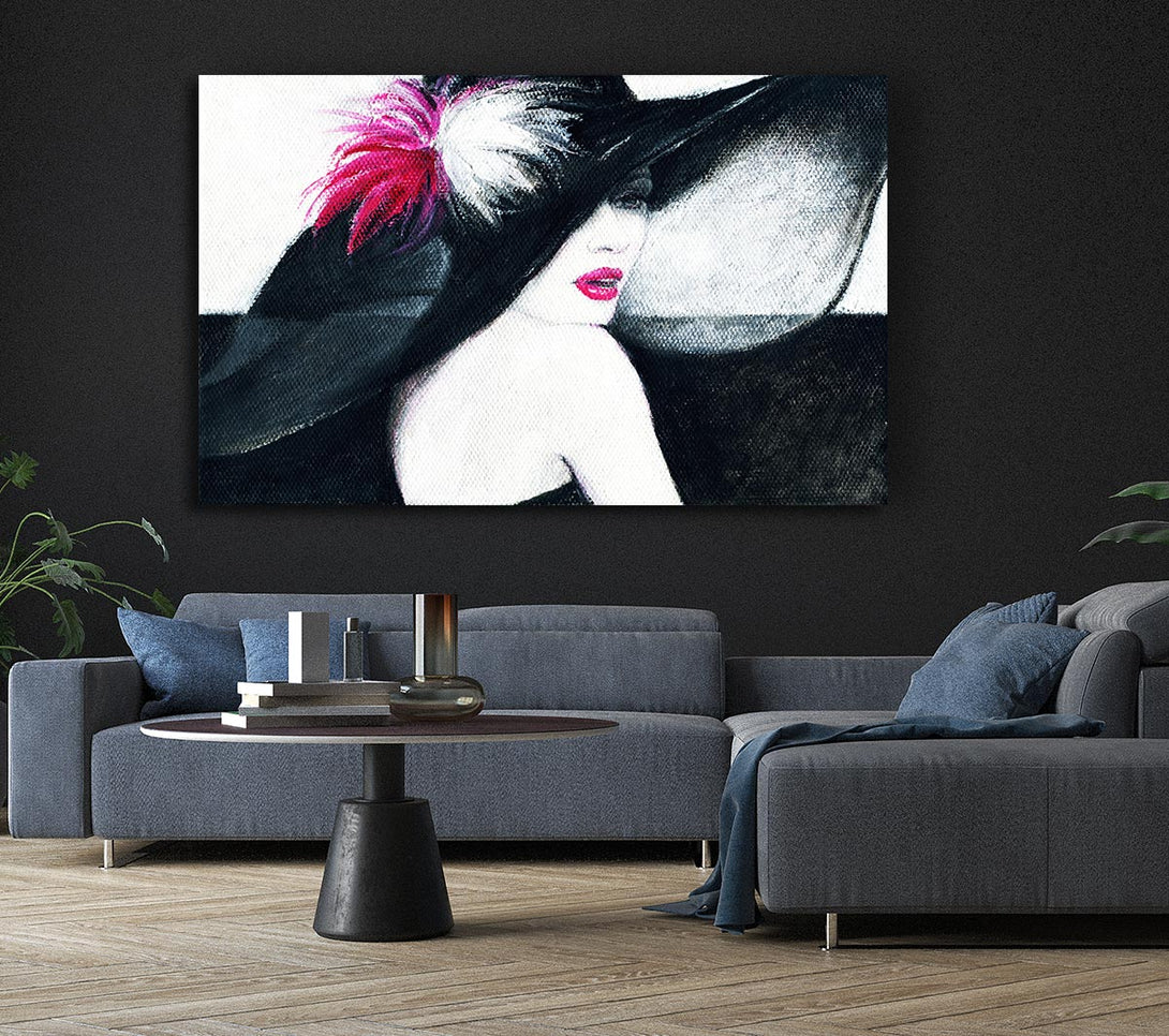 Picture of Woman In Black Hat Canvas Print Wall Art