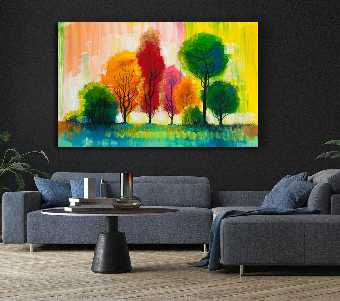 Picture of Autumn Vibrant Trees Canvas Print Wall Art