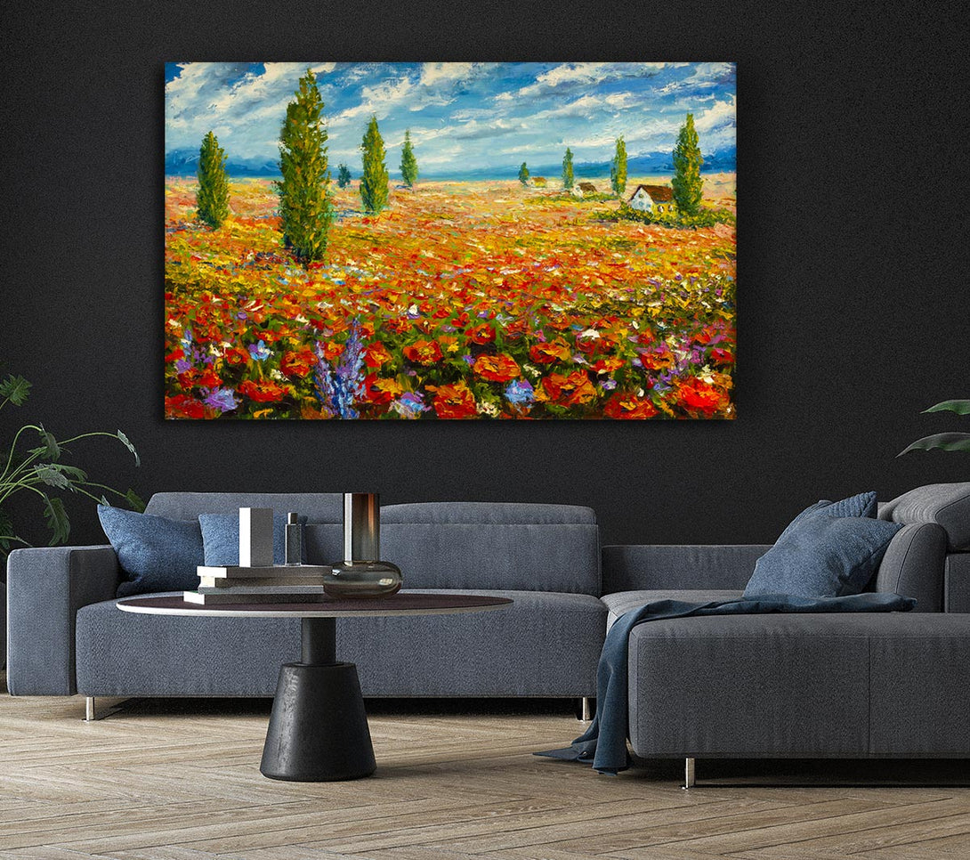 Picture of Field Of Trees And Flowers Canvas Print Wall Art