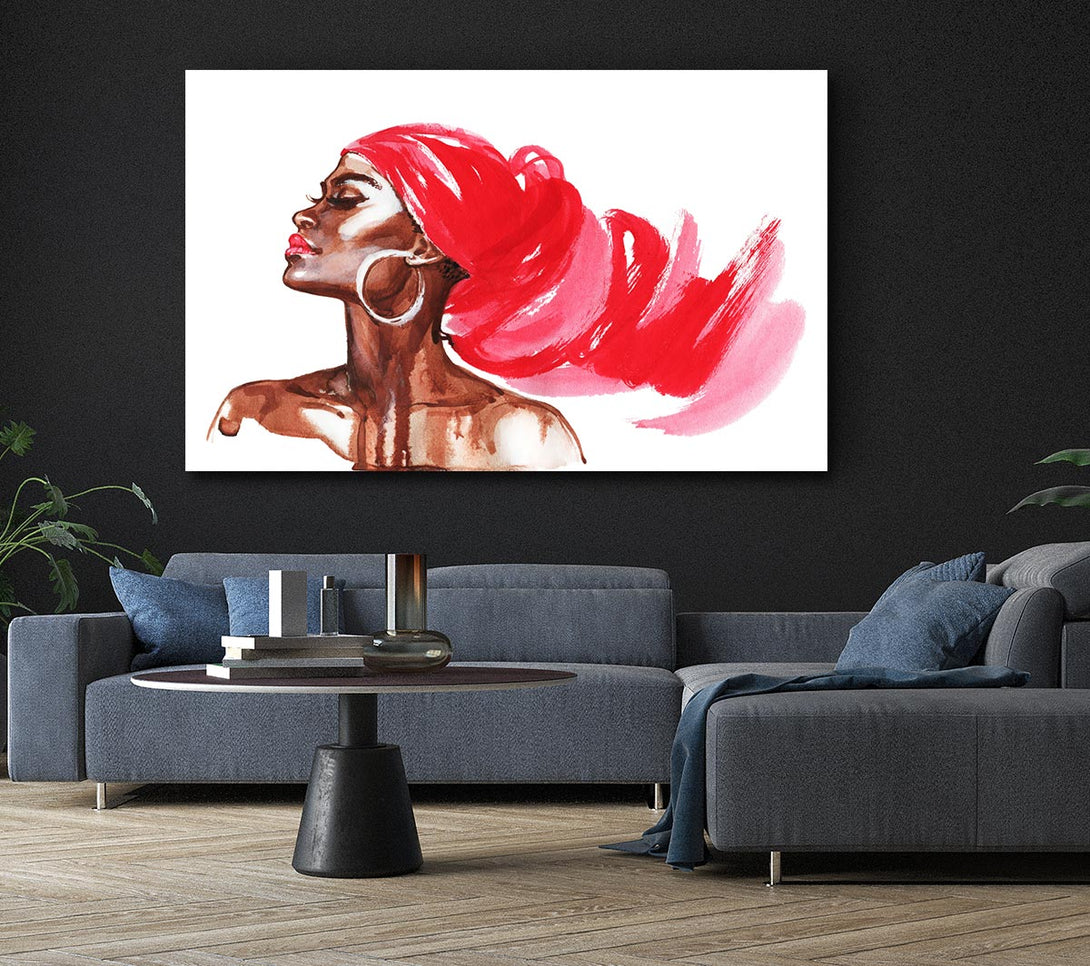 Picture of Red Head Scarf Canvas Print Wall Art