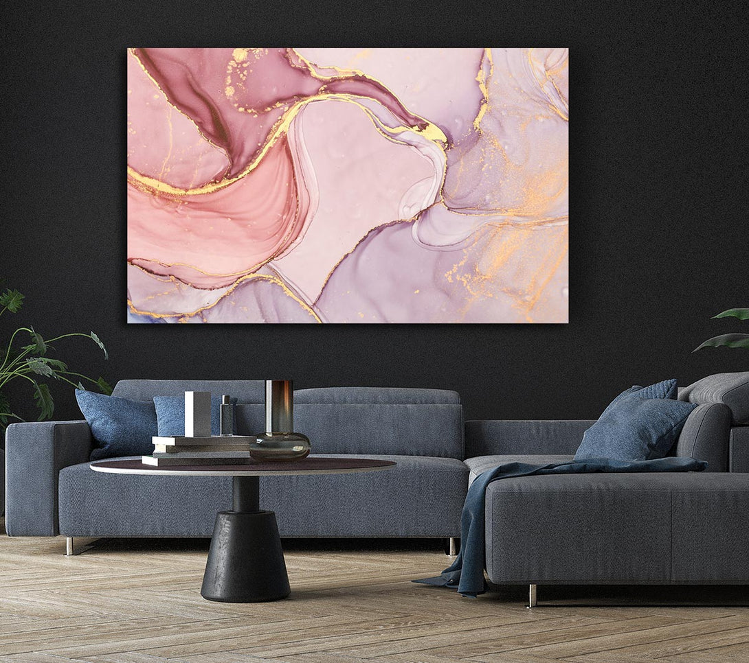 Picture of Oil Paint Pink And Gold Canvas Print Wall Art