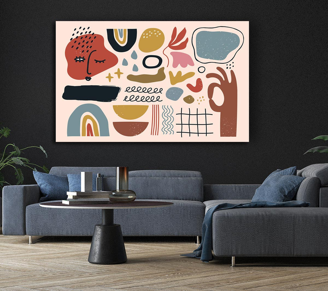 Picture of Mid Century Shapes And Faces Canvas Print Wall Art