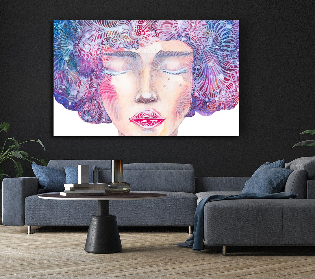 Picture of The Pretty Watercolour Face Canvas Print Wall Art