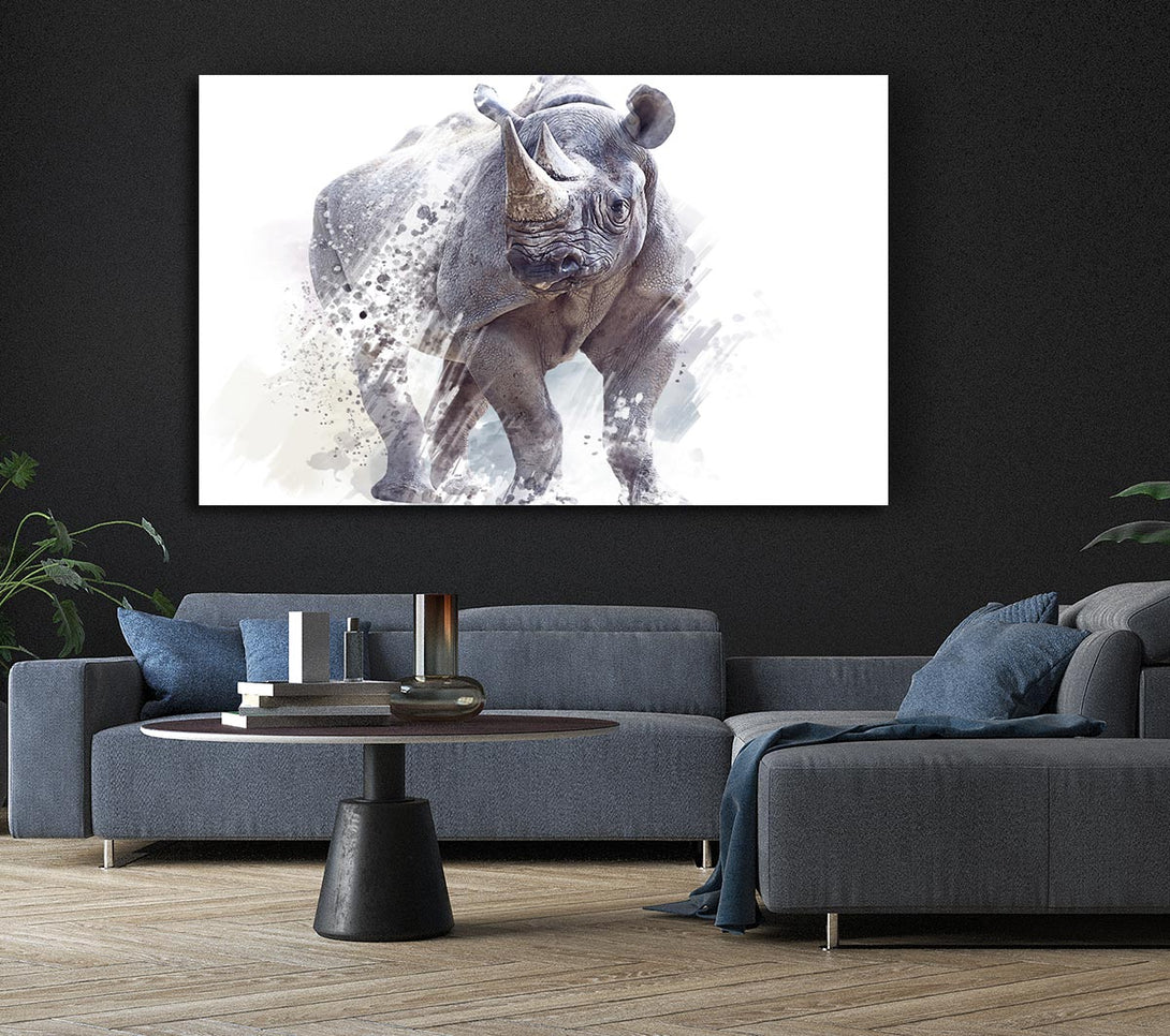 Picture of Watercolour Rhino Canvas Print Wall Art