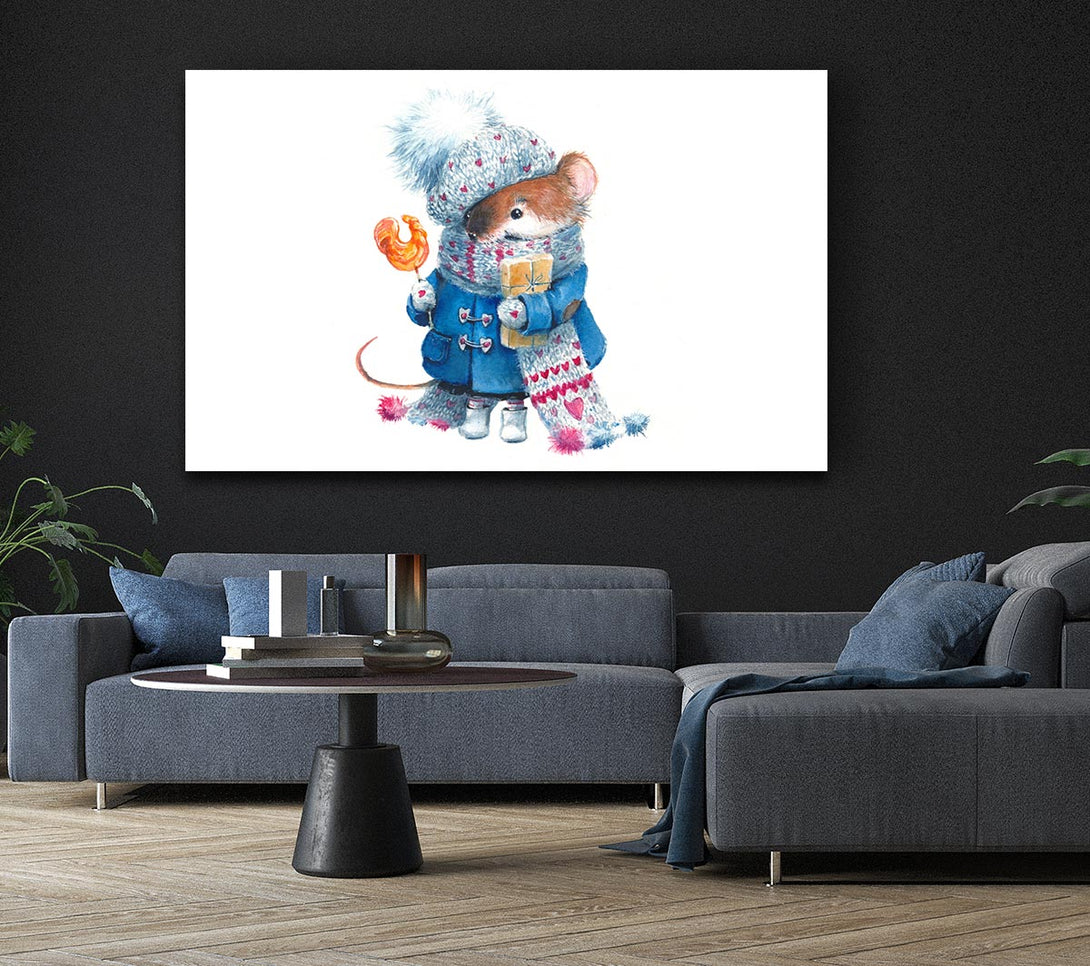 Picture of Watercolour Mouse Canvas Print Wall Art