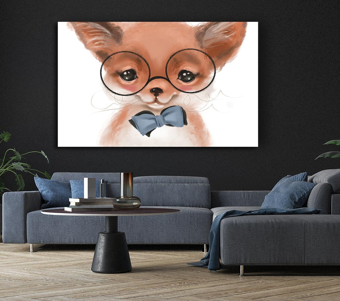 Picture of Little Puppy Glasses Canvas Print Wall Art