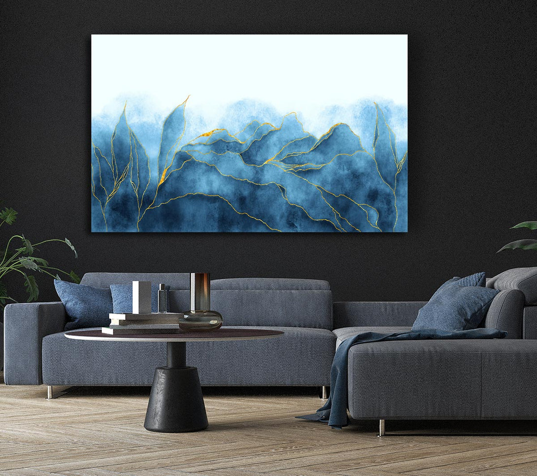 Picture of Blue Mists Of Gold Leaf Canvas Print Wall Art